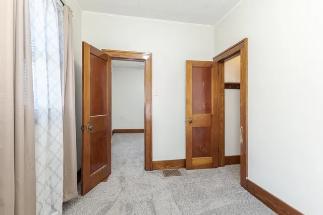 an empty room with closet