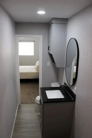 a view of entryway with wooden floor