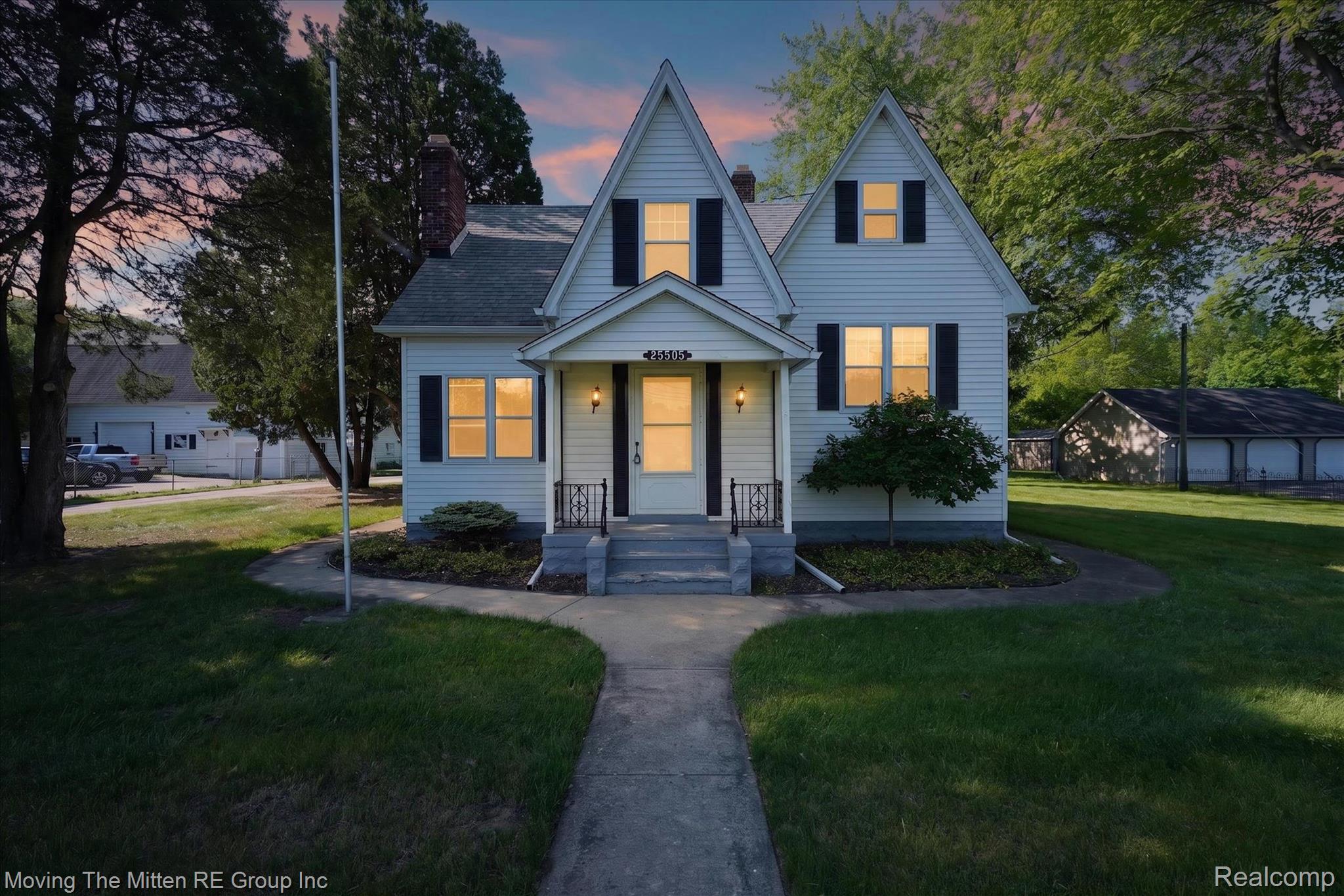 25505 Wick Road Taylor, MI 48180 - Photo 68 of 68 Bungalow with a front lawn, a chimney, and covered porch