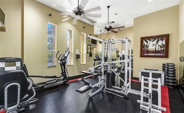 a view of a room with gym equipment