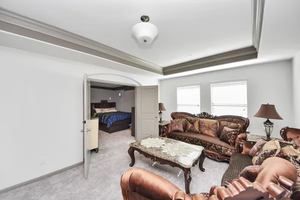 a living room with furniture and a window