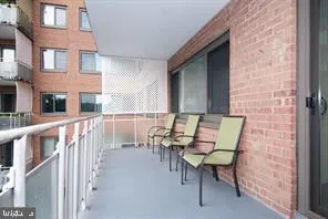 a terrace with a lake view