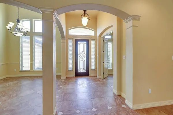 a view of a room with a mirror