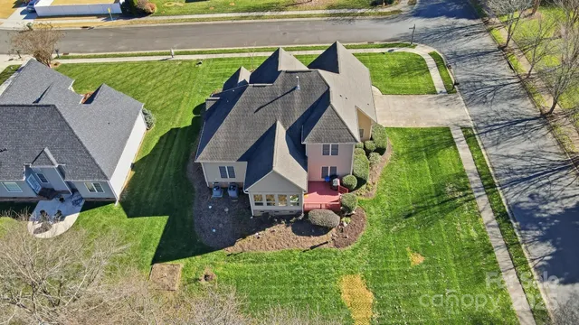 an aerial view of a house