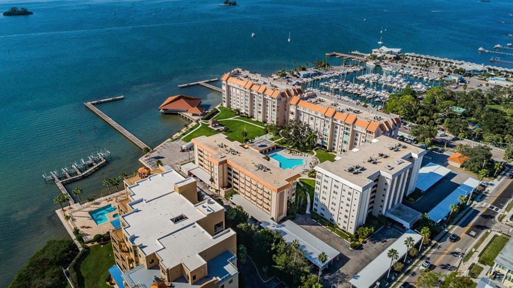 Birds Eye view of Edgewater Arms looking west