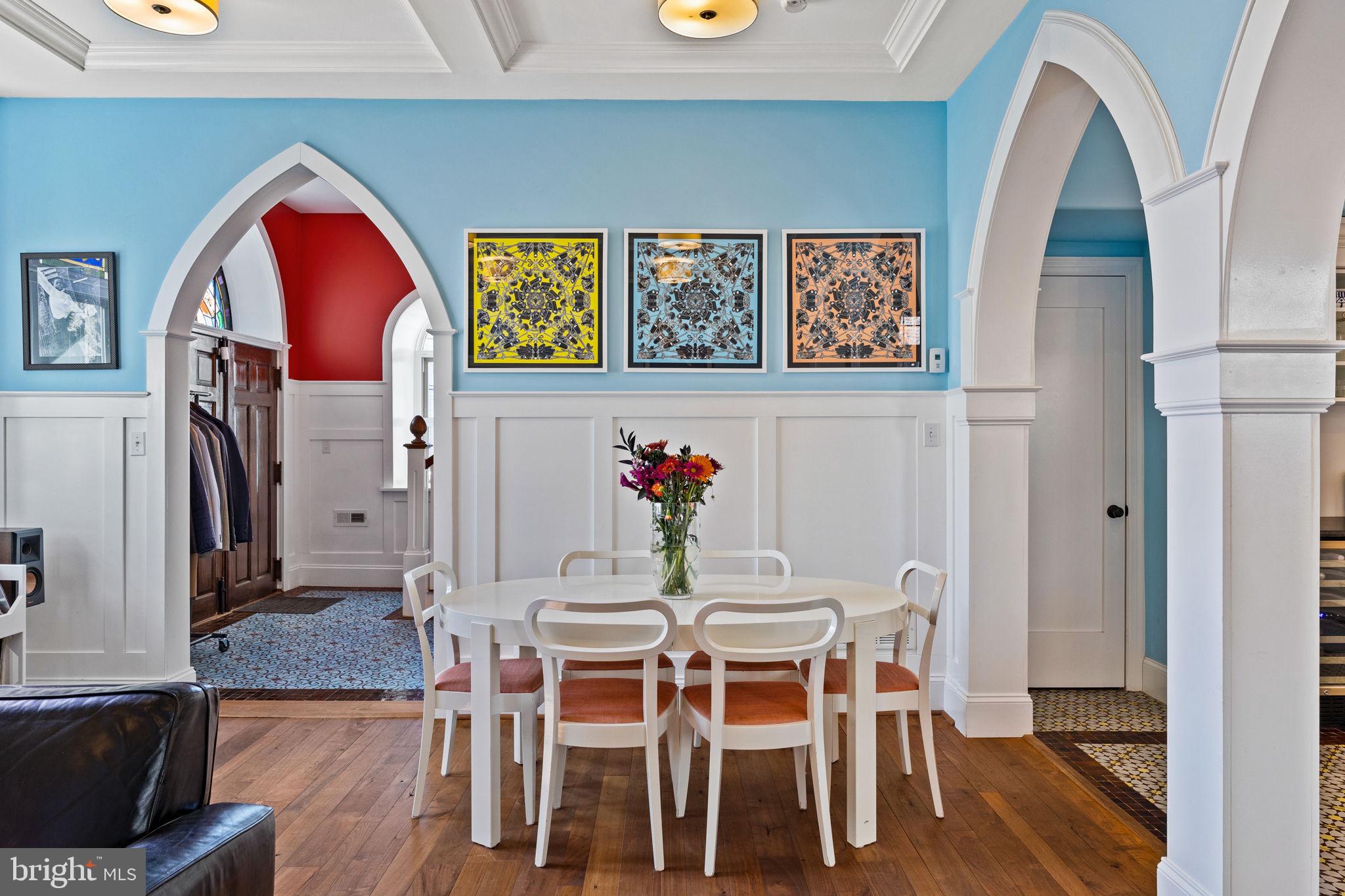 308 Monastery Avenue Philadelphia, PA 19128 - Photo 14 of 70 a view of a dining room with furniture wooden floor and a kitchen