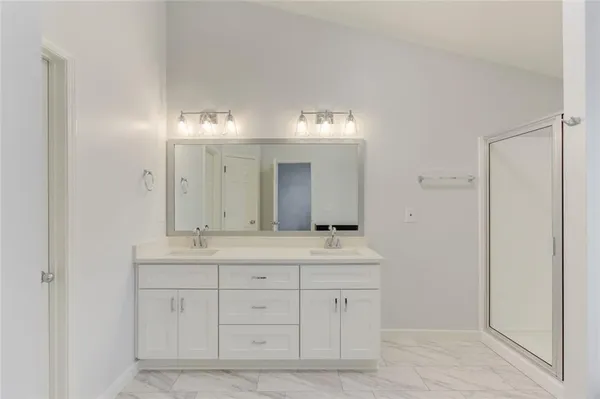 a bathroom with a bathtub