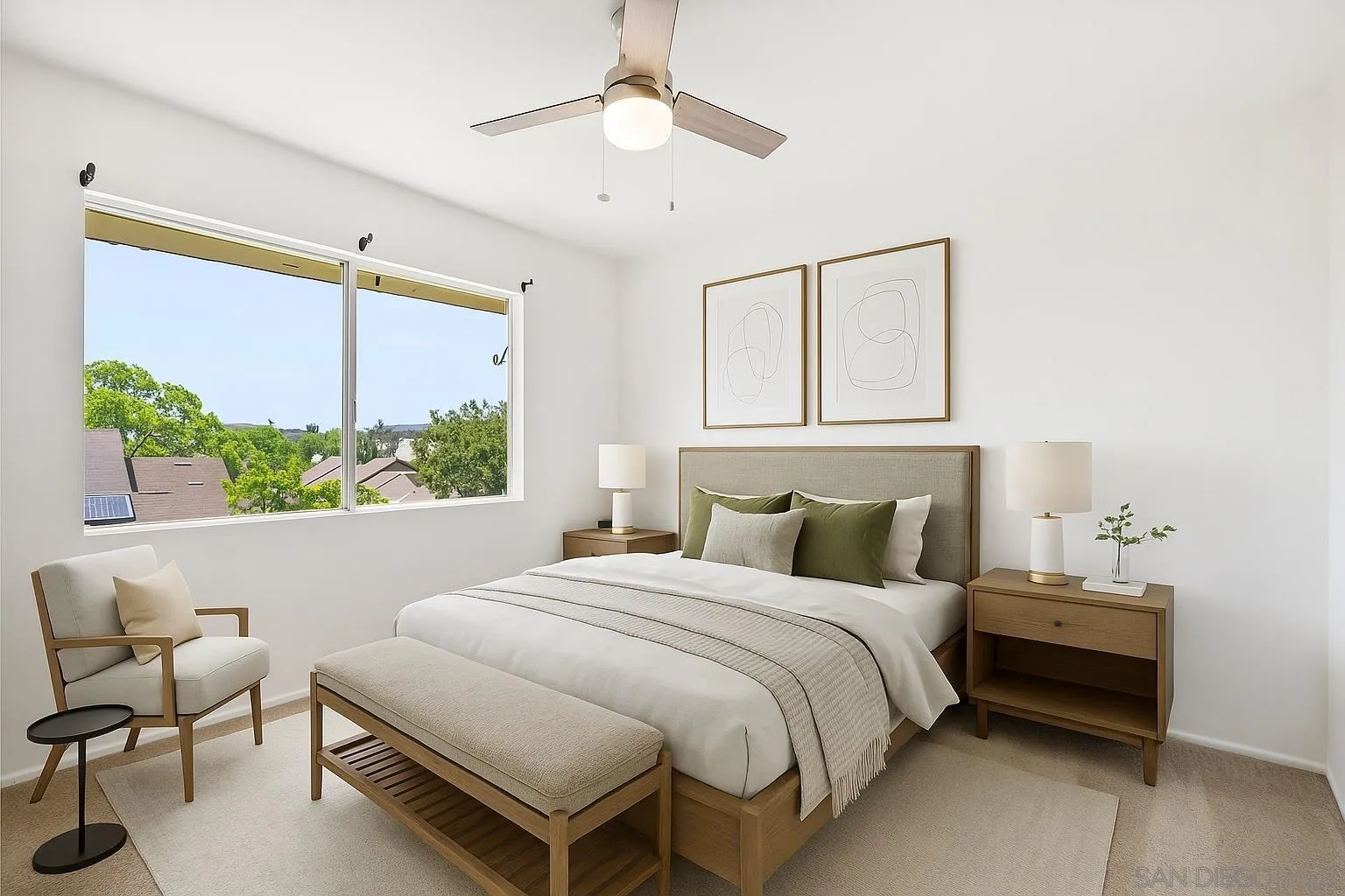 143 Cerco Rosado San Marcos, CA 92069 - Photo 14 of 28 a bedroom with a bed and a chandelier