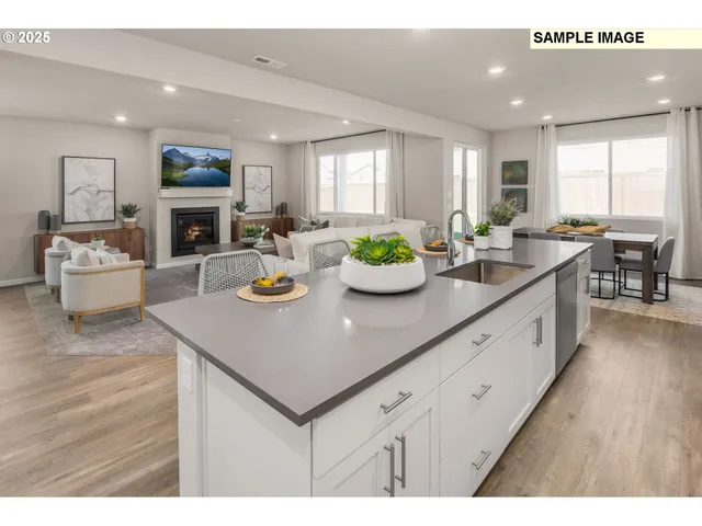 a kitchen with a sink dishwasher white cabinets and couches with wooden floor