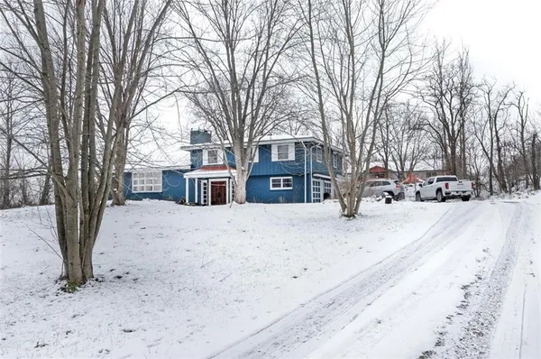 a street view covered with snow