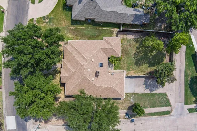 an aerial view of a house