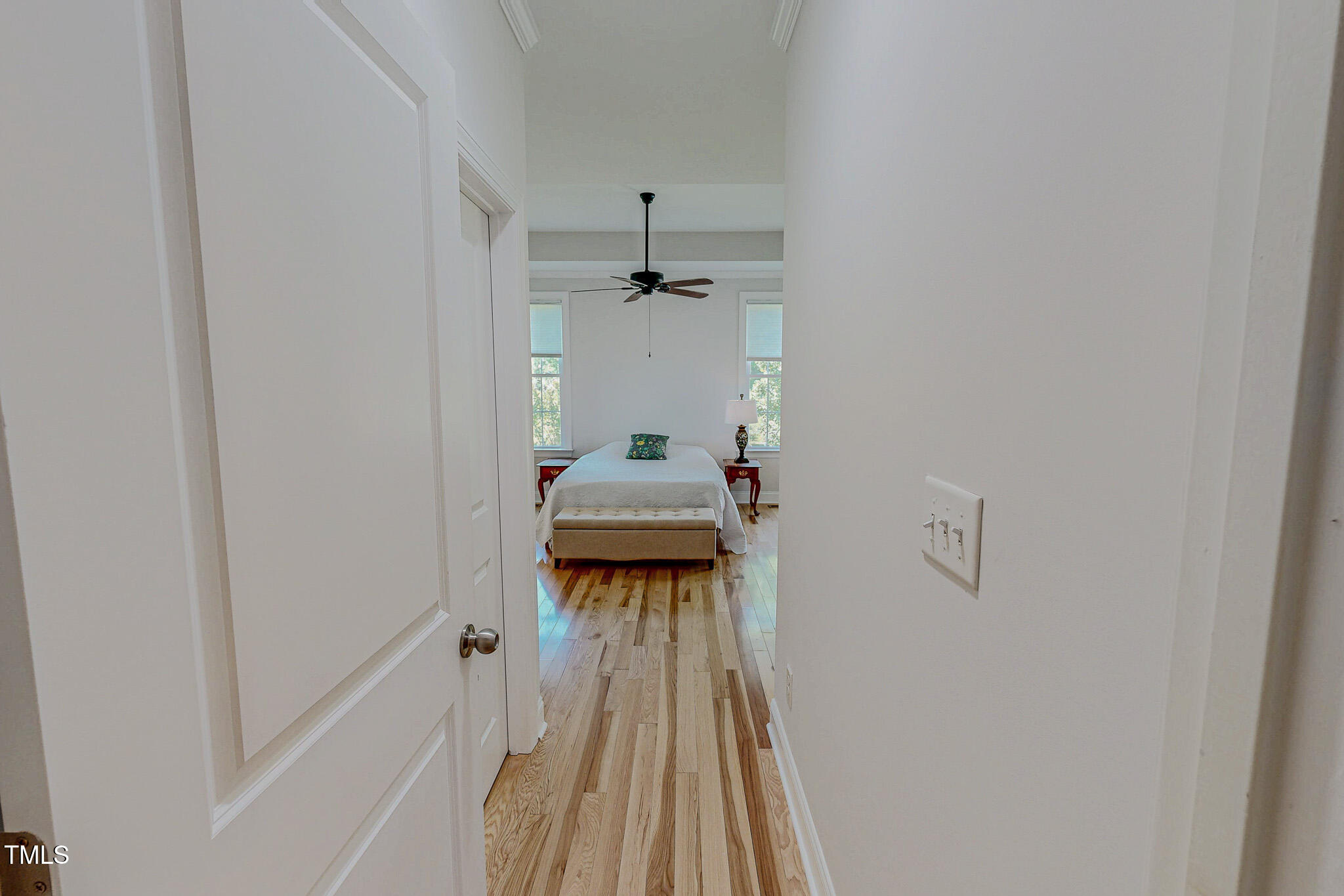 90 South Old Lantern Road Timberlake, NC 27583 - Photo 33 of 63 a view of a hallway with wooden floor and a bathroom