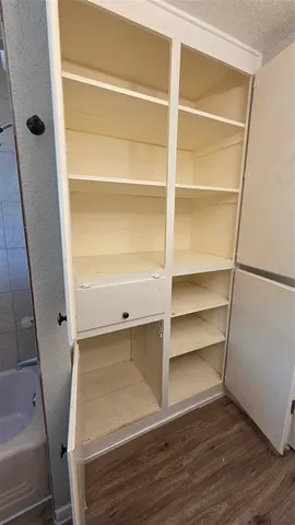 a view of an empty walk in closet