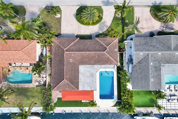 an aerial view of a house