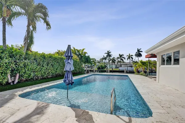 a swimming pool with yard
