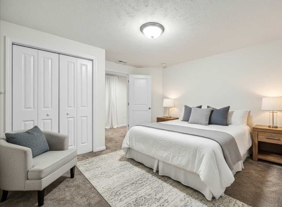 259 Cassidy Road Normal, IL 61761 - Photo 21 of 28 a spacious bedroom with a bed and a couch