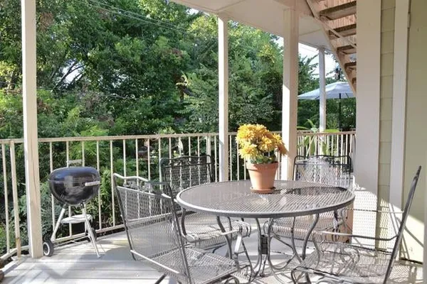 a table have fruits on it and garden view