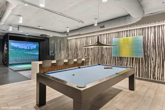 a room with pool table