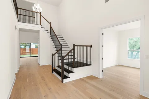 a view of entryway with wooden floor