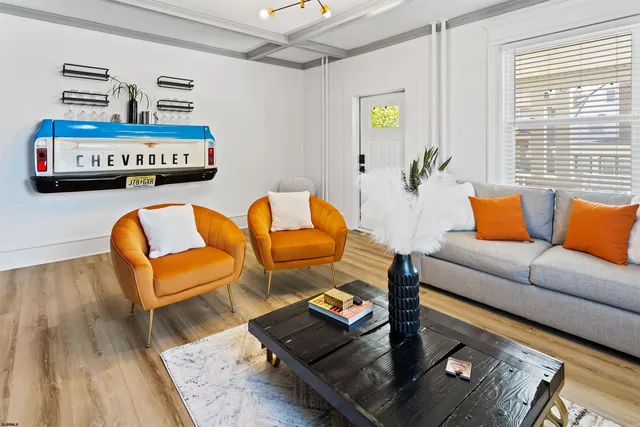 a living room with furniture and a couch