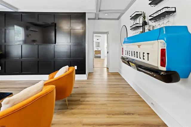 a view of balcony with furniture