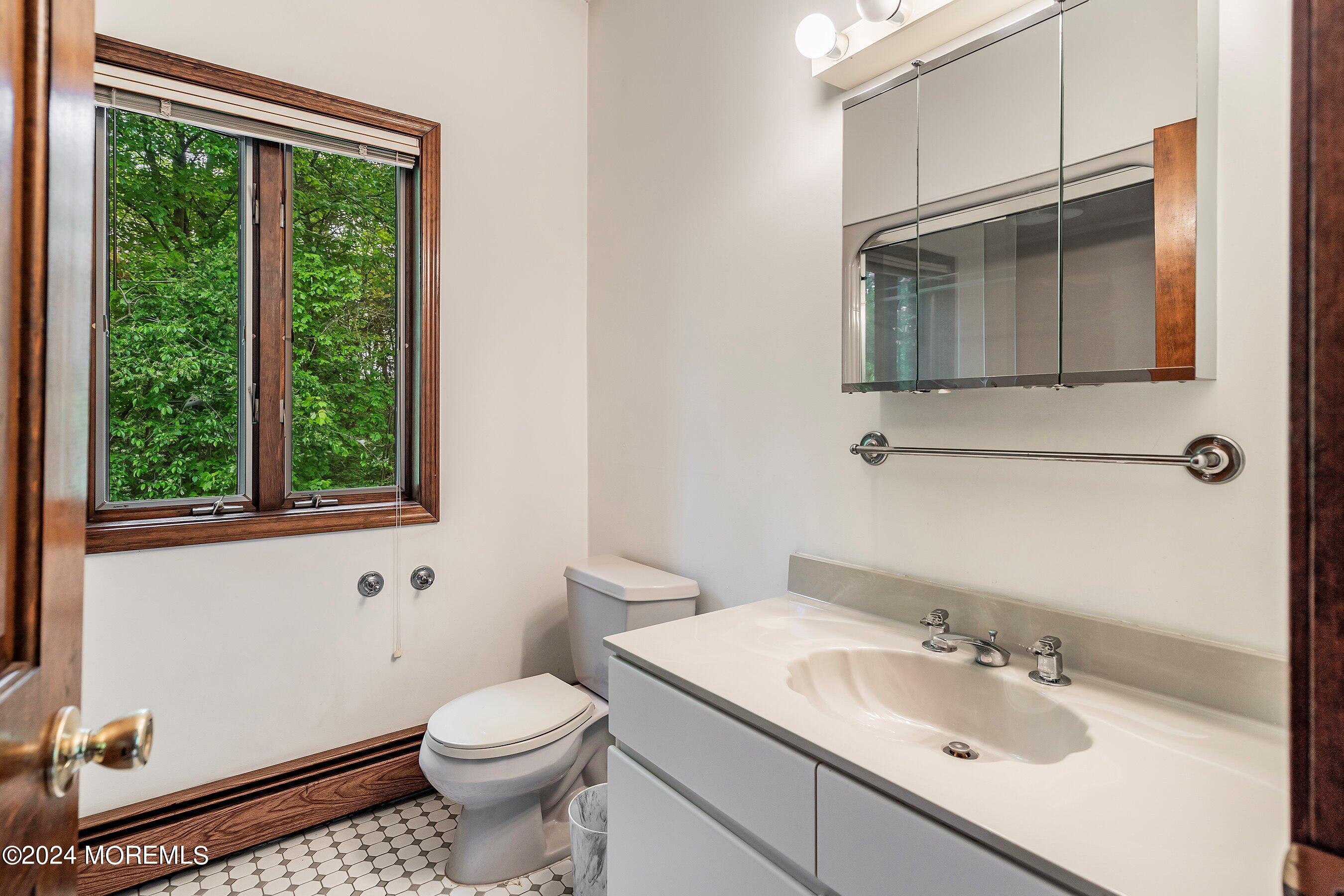 859 Monmouth Road Cream Ridge, NJ 08514 - Photo 21 of 50 a bathroom with a sink a toilet and a mirror