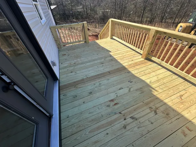 a view of deck with a chair