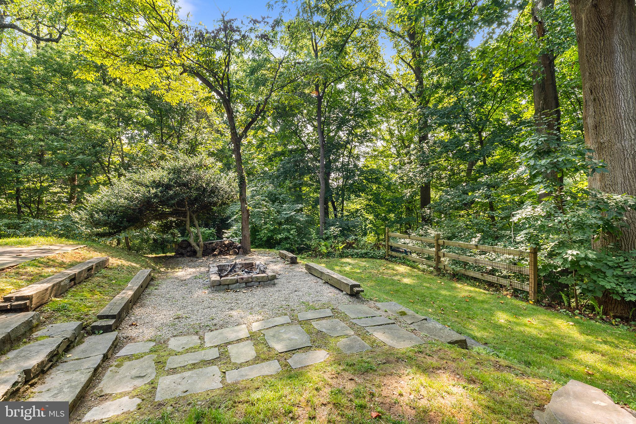 238 Fox Road Media, PA 19063 - Photo 41 of 74 a backyard of a house with table and chairs under an umbrella