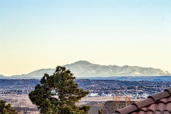 a view of a city with a mountain