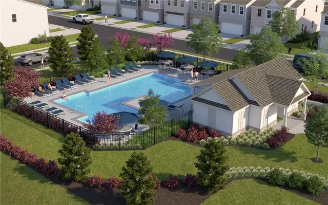 an aerial view of a house