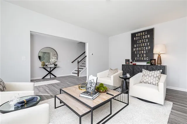 a living room with furniture