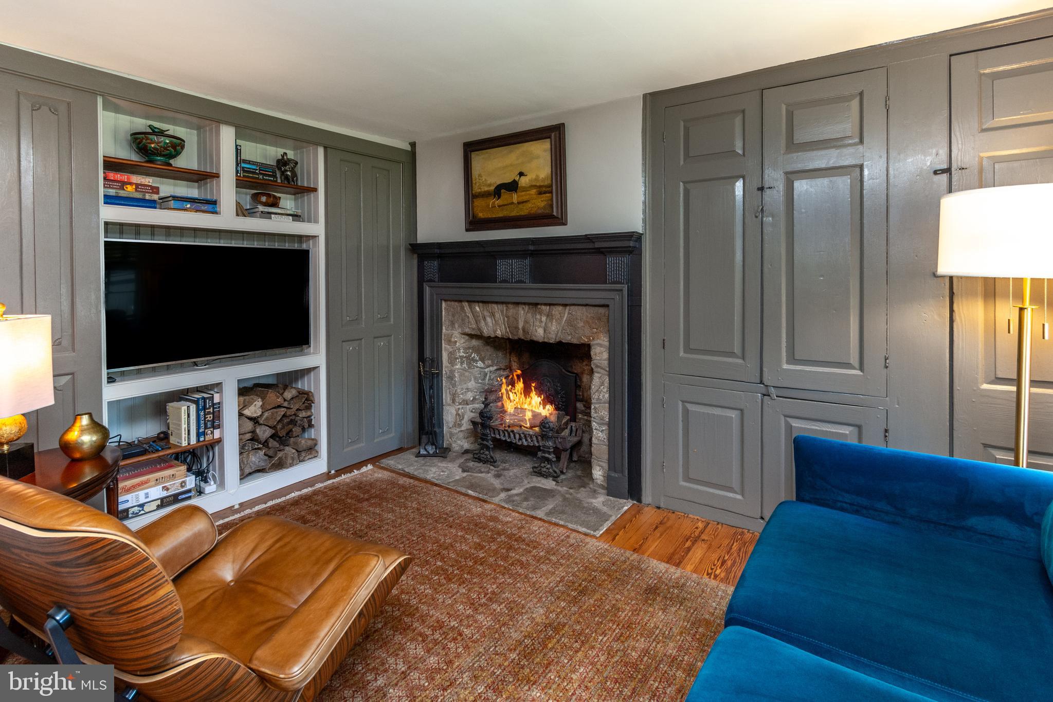 6103 Upper York Road New Hope, PA 18938 - Photo 18 of 81 Liv Rm with Stone, Wood Burning Fireplace