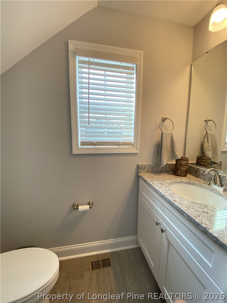 900 Allstar Avenue Cameron, NC 28326 - Photo 6 of 17 a bathroom with a granite countertop sink toilet and mirror