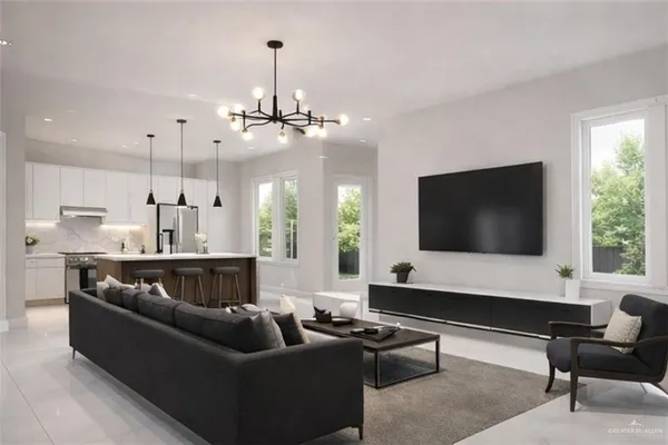 a living room with furniture and a flat screen tv