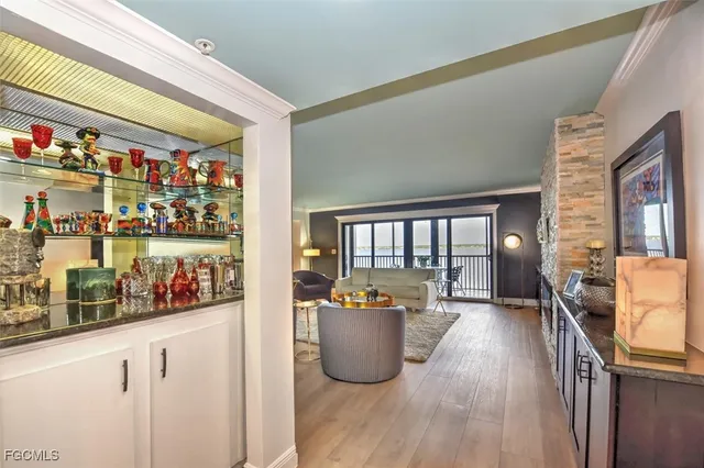 a dining room with lots of different furniture