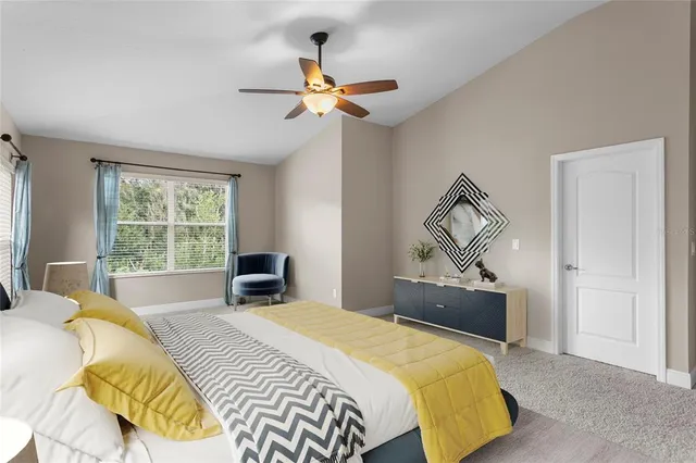 a view of a field with a tree