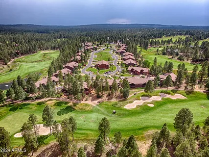 an aerial view of a house with a garden
