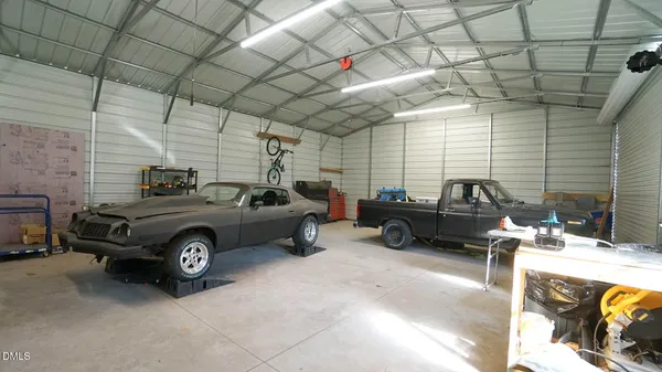 a car parked in a garage