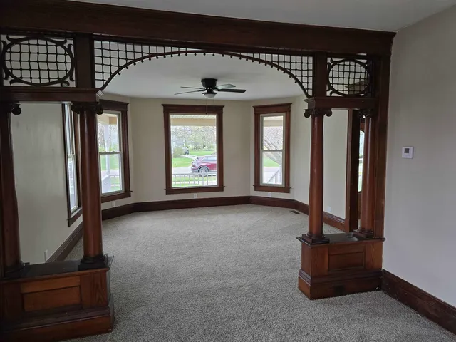 an empty room with windows