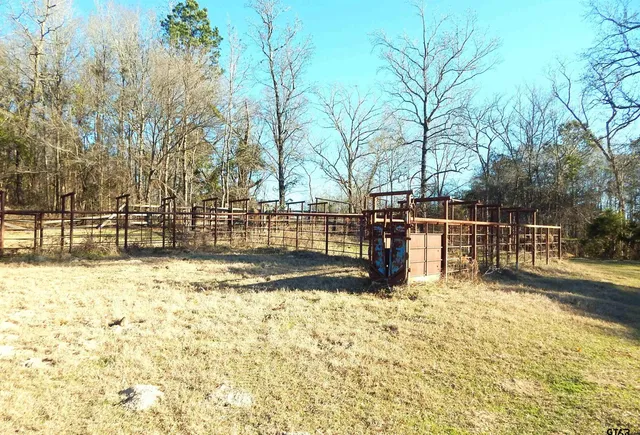 a view of yard with wooden fence