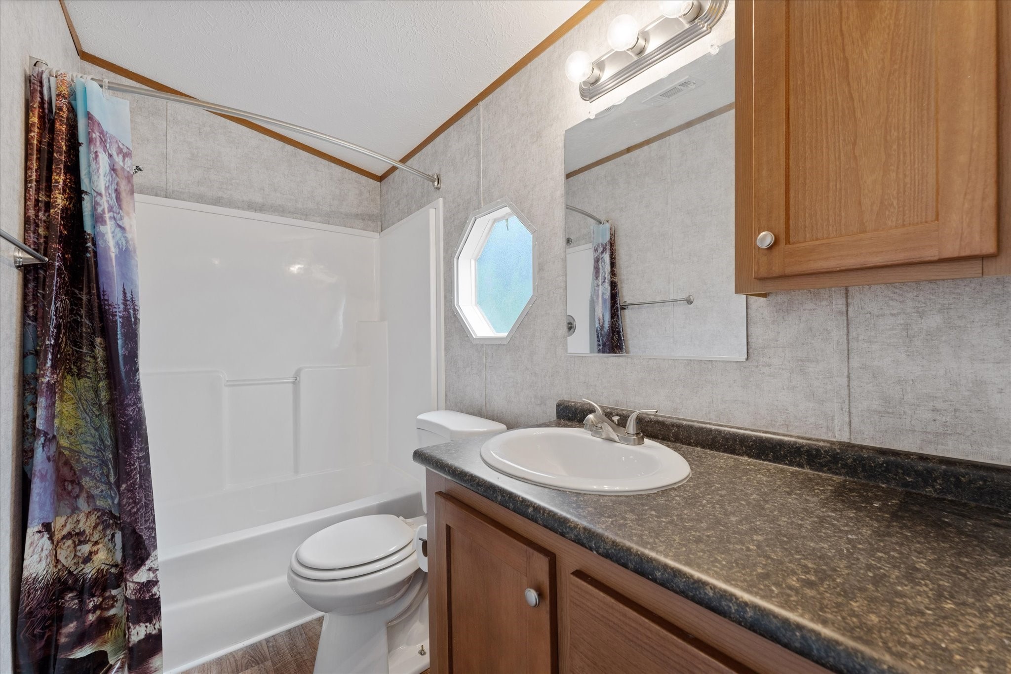 23419 Quiet Hollow Road Montgomery, TX 77356 - Photo 33 of 46 a bathroom with a granite countertop sink toilet and shower