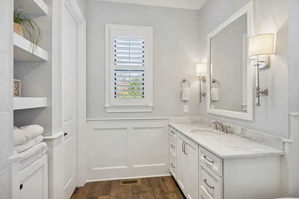 an aerial view of a house