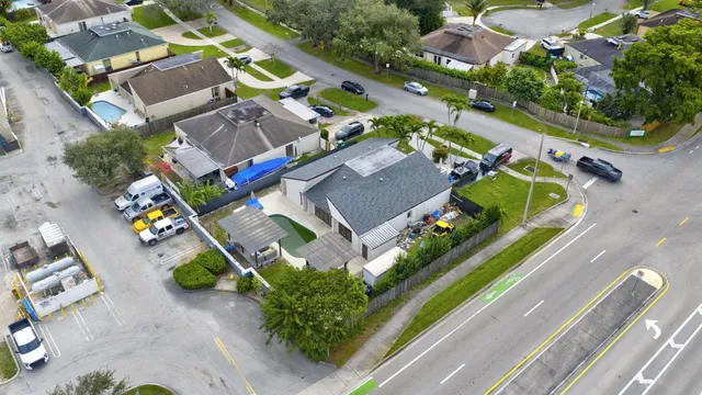 an aerial view of a house