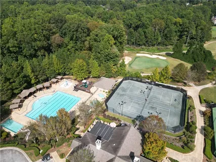 an aerial view of a house