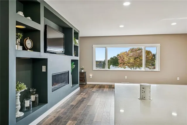 a view of a fireplace in a room