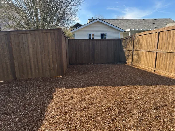 a view of backyard of house
