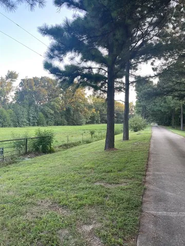 a view of outdoor space with green field and trees