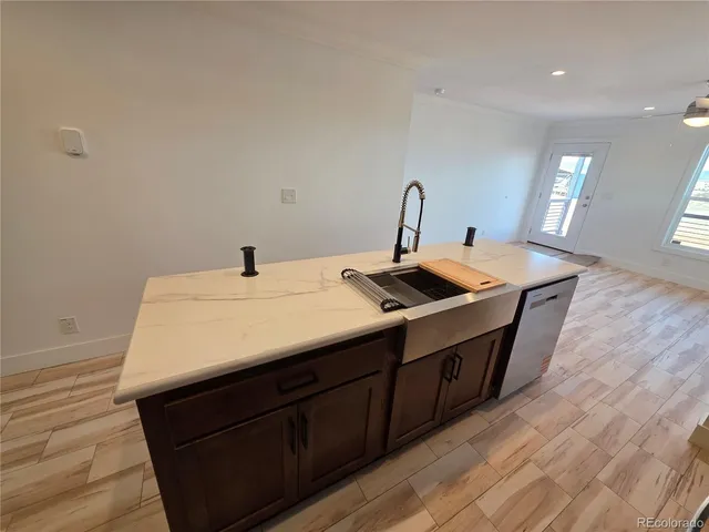 a close view of sink and tap