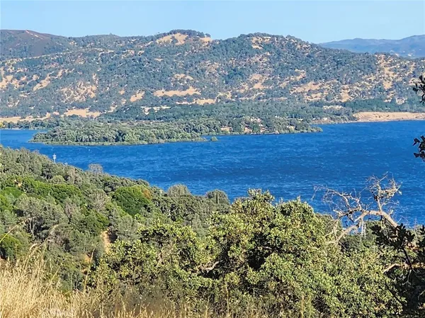 a view of a lake with a mountain in the background