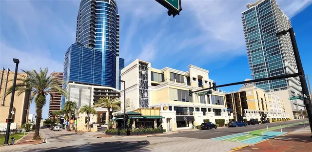 a front view of a building with street view